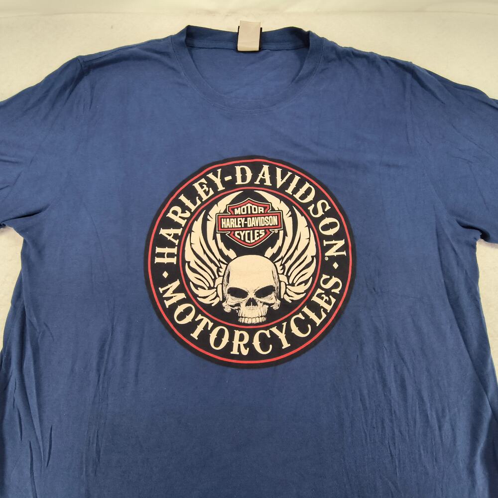 Harley Davidson Crew Neck Short Sleeve Graphic Shirt Mens Size 2XL Blue